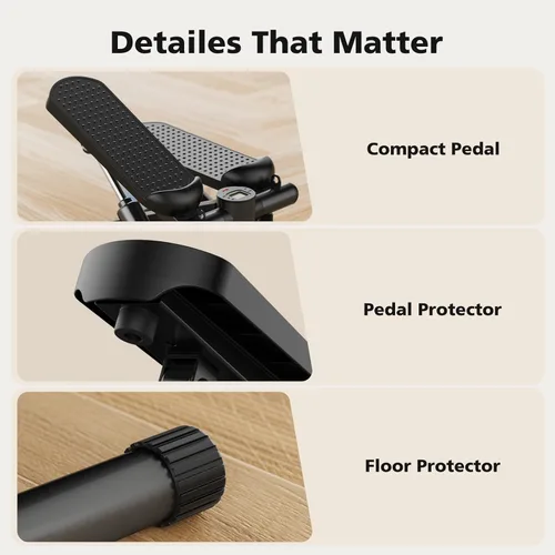 Vista 9 de OLIXIS Steppers para ejercicio en equipo de entrenamiento en casa, mini máquina de ejercicio para personas mayores, stepper de giro con bandas
