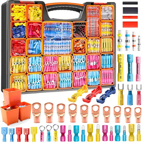 Vista 7 de Twidec /130 terminales de cable de batería AWG 2 4 6 8 10 12 14 16 calibre 16, terminales de anillo de cobre, terminales de anillo de cobre