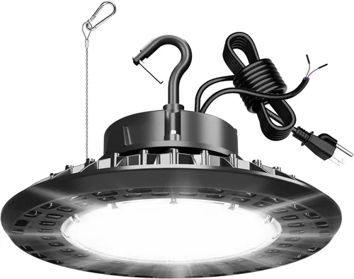Vista 8 de UFO - Luz LED de alta bahía de 150 W, luces LED de alta bahía de 22,500LM, 0-10 V, regulables, luces LED de alta bahía para tienda, cable de 5