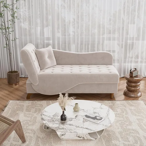 Vista 17 de Tumbona interior con almacenamiento, reposabrazos ajustable, silla de lectura reclinable, sofá cama con almohada, futón de terciopelo 3 en 1