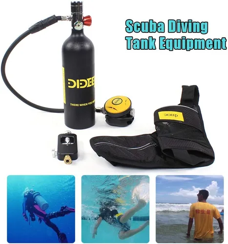 Vista 8 de 3.0 pies cúbicos de gas 300PSI Mini tanque de buceo con correa de mochila, kit de equipo de buceo de alta presión, conjunto de aire de respiración