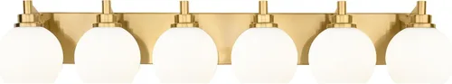 Vista 34 de Accesorios de iluminación de baño, luz de tocador de 5 luces en oro cepillado, apliques de pared modernos de 32 pulgadas con pantalla de vidrio