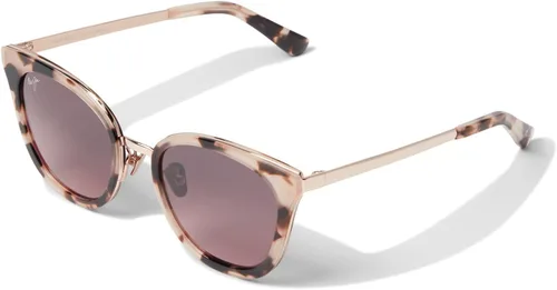 Vista 6 de Maui Jim Gafas de sol polarizadas de madera rosa ojo de gato para mujer Negro brillante con gris oscuro plomizo/gris neutro polarizado