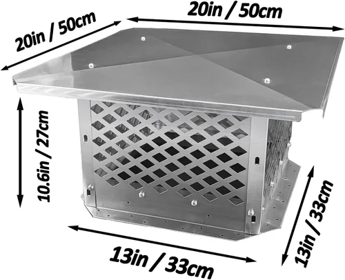 Vista 3 de Tapa de chimenea, cubierta de chimenea de 13" x 13", método de instalación inferior ajustable para adaptarse a las dimensiones exteriores