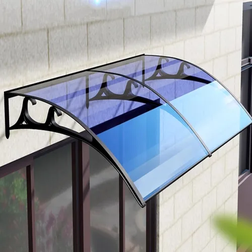 Cubierta de policarbonato curvada azul, cubierta de aleación de aluminio, refugio de lluvia para ventana del hogar, toldo de ventana de puerta,