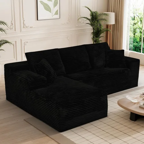 Vista 22 de Sofás deshuesados de 108 pulgadas para sala de estar, en forma de L, cómodo sofá modular de espuma viscoelástica seccional sin hueso, no requiere