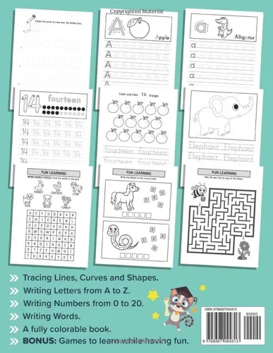 Vista 2 de Letters & Numbers Tracing Workbook for Kids Ages 3-5 Handwriting Practice Book for Preschool and Kindergarten Learn to Write Alphabet Letters