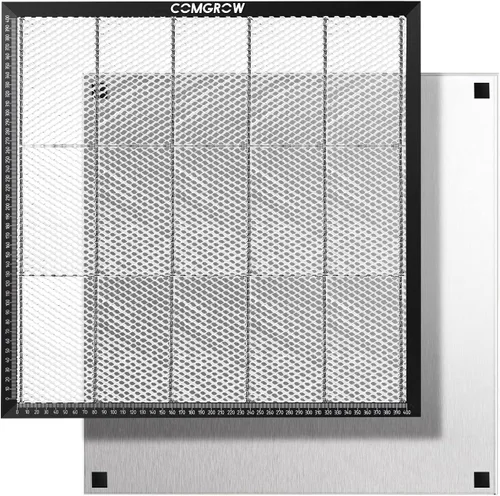 Comgrow Cama de Panal Láser 450x450mm con Placa de Aluminio para Máquina de Corte y Grabado Láser, Cortador de Grabado Láser de Hierro de Tamaño de