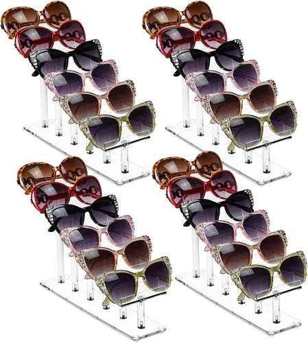 Vista 12 de MOOCA 3 Tier Premium Acrylic Eyewear Display Stand, Sunglasses Rack Holder, Sunglasses Stand, Eyewear Organizer for Eyeglasses, 5 in H