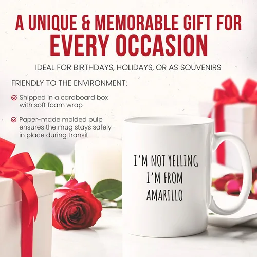 Vista 6 de Funny Amarillo Mug - Panhandle Humor Coffee Cup - Resident Funny Gift From - State Tea Mugs - Route 66 Cups - 11 Oz Ceramic Gifts For Locals