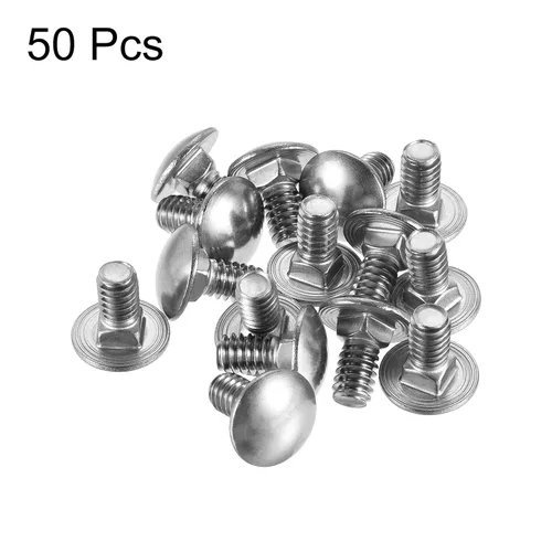 Vista 3 de uxcell Perno de carro de 1/4-20x1/2 Cabeza redonda Cuello cuadrado 304 Acero inoxidable 50pcs