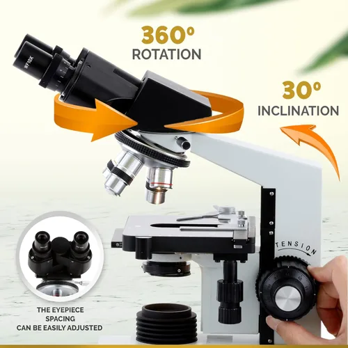 Vista 8 de AmScope Microscopio binocular compuesto B490B-DK, Oculares WF10x y WF20x, aumento 40X-2000X, BrightfieldDarkfield (BFDF), Iluminación halógena
