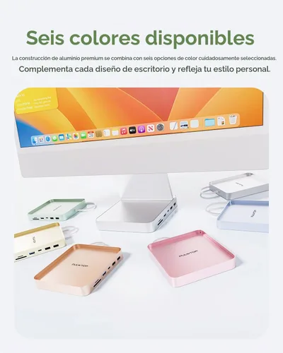 Vista 8 de HUB USB C para iMac de 24 pulgadas 2024 M4 con carcasa M.2 SSD NVMe de 4 TB imac usb c hub-M4 Rosa