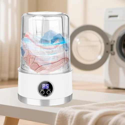 Vista 3 de Lavadora de ropa, dispositivo de ropa interior portátil, máquina recargable de limpieza de 1 litro con modos para sujetadores, calcetines, prendas