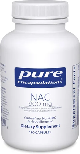 Pure Encapsulations NAC 900 mg - Suplemento de aminoácido N-acetil cisteína para apoyo pulmonar e inmunológico, hígado y antioxidantes* - 120
