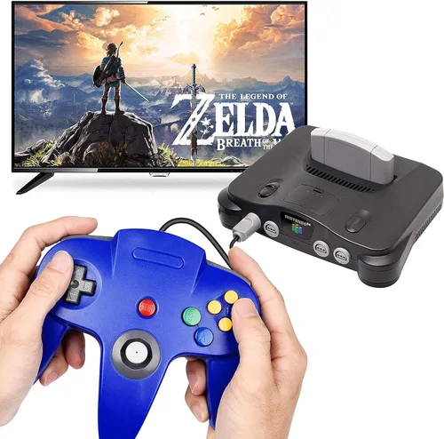 Vista 4 de Paquete de 2 controladores N64, iNNEXT Classic Wired N64 de 64 bits para consola de videojuegos Ultra 64 Sistema N64 (negro)