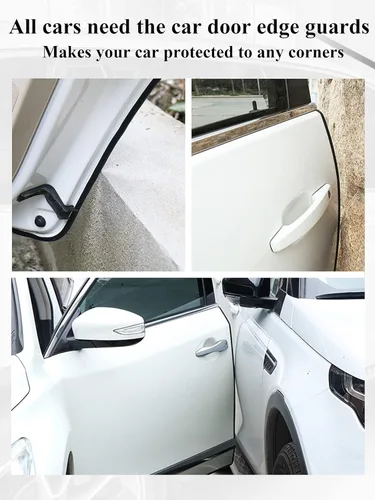 Vista 5 de SYOAUTO - Protector de borde de goma color negro para puerta de automóvil, de 32 pies/10 metros, en forma de U, chapa de metal integrada,