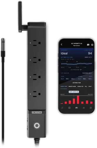 Vista 8 de AC Infinity Outlet AI+, Controlador de Ambiente, Cargador Inteligente WiFi, Humedad y Temperatura de Doble Zona, Control Individual 8 Enchufes