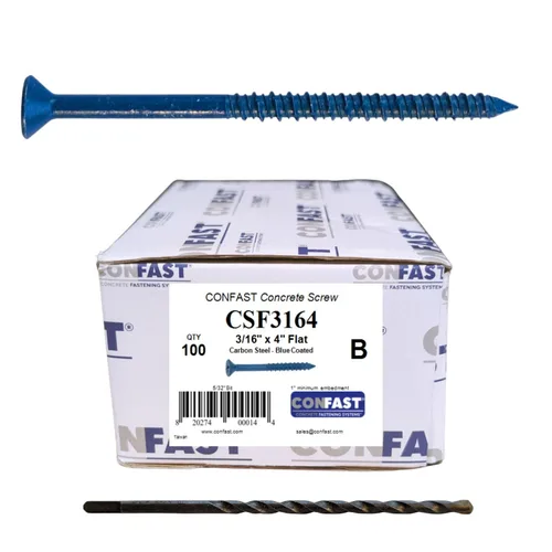 Vista 19 de CONFAST Tornillo de Anclaje para Concreto Phillips Plano Azul de 1/4" x 1-1/4" con Broca para Anclaje en Mampostería, Bloque o Ladrillo