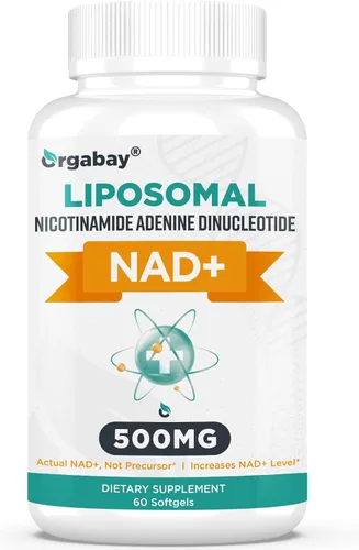Orgabay Suplemento liposomal NAD+ de 500 mg, alta absorción, Boost NAD+ con TMG 250 mg, NAD real más eficiente que el suplemento NAD regular, apoyo