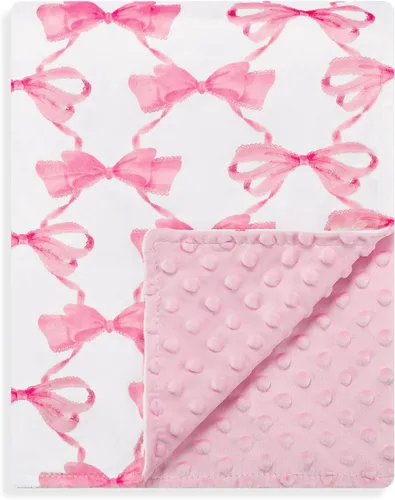 Sotf - Manta de cuna para bebé, respaldo de puntos, manta suave reversible para recién nacido, regalo para niños pequeños, 30 x 40 pulgadas, lazo