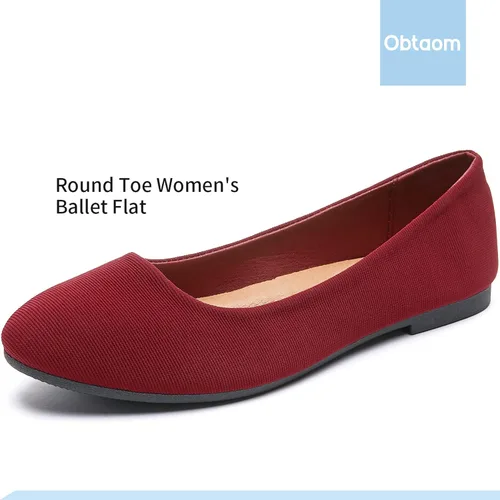 Vista 3 de Obtaom - Zapatos planos de vestir con punta redonda para mujer, sin cordones, estilo ballet, color negro