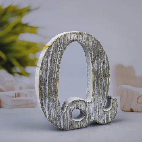 Vista 17 de Letras de madera rústica sin terminar de 4 pulgadas para decoración de pared, letras decorativas de pie en rodajas, decoración de tablero