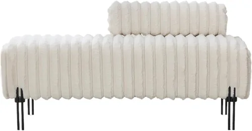 Vista 7 de NIOIIKIT Sofá biplaza moderno de 49.6 pulgadas, sofá tapizado con patas doradas y respaldo ajustable, sofás pequeños de piel sintética para Blanco