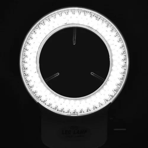 Vista 5 de Fydun Luz LED para microscopio, 144 cuentas LED de brillo ajustable lámpara de anillo para microscopio estéreo y cámara, blanco, negro