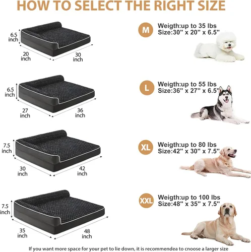 Vista 4 de BFPETHOME - Camas ortopédicas para perros grandes - Sofá impermeable para mascotas con funda extraíble y lavable, cama grande para perros con forro
