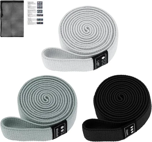 Vista 7 de Fabric Resistance Bands - 3-Pack Set, Long Cloth Exercise Bands for Home Workout Strength Training, Yoga & Pilates with Storage Bag