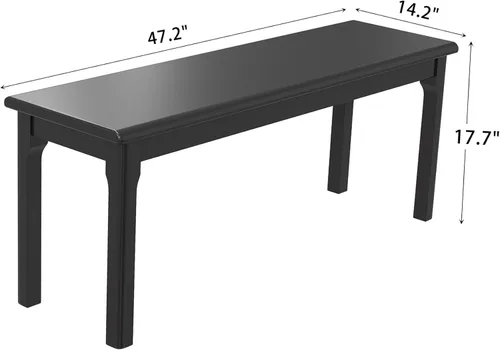 Vista 8 de Banco de comedor de madera de roble macizo, banco de entrada y extremo para dormitorio, sala de estar, cocina (marrón)