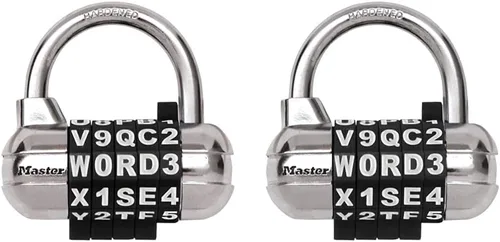 Vista 9 de Master Lock 1534D Candado para casillero, establece tu propia palabra de combinación, paquete de 1, colores surtidos