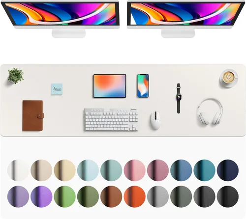 Vista 257 de Aothia Protector de Escritorio de Cuero, Alfombrilla para Ratón, Alfombrilla de Escritorio de Oficina, Secante de Escritorio de Cuero PU