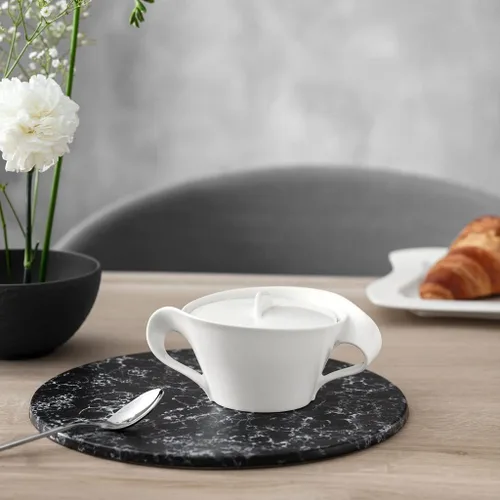 Vista 2 de Villeroy & Boch New Wave - Azúcar cubierto, 8.75 onzas, porcelana premium, blanco