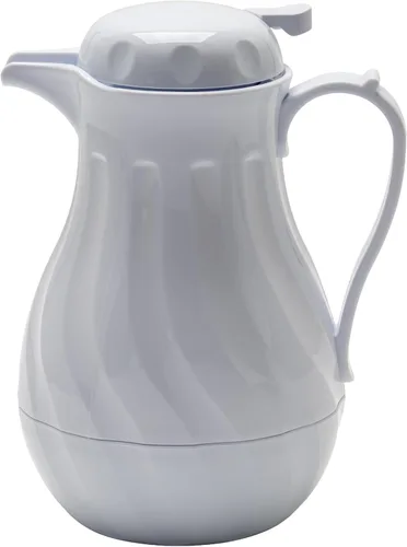 Vista 5 de Winco Servidor de bebidas aislado con botón pulsador con diseño de remolino, 64 onzas, color blanco Dishwasher safe, BPA-free, Great for Coffee
