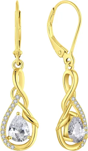 Vista 18 de Starchenie Infinity Dangle Drop Earrings for Women 925 Sterling Silver Leverback Earrings Birthstone Jewelry 01-ene-naranja rojo