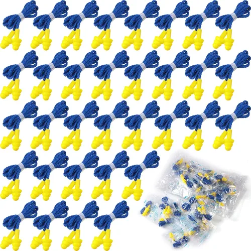 Vista 11 de Tondiamo 200 pares de tapones para los oídos, de silicona reutilizables con cordón, para dormir, envueltos individualmente, protección auditiva