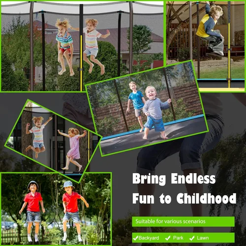 Vista 7 de Giantex Trampolín rectangular de 8 pies x 14 pies con certificación ASTM con recinto, escalera, marco de acero galvanizado de doble cara, carga
