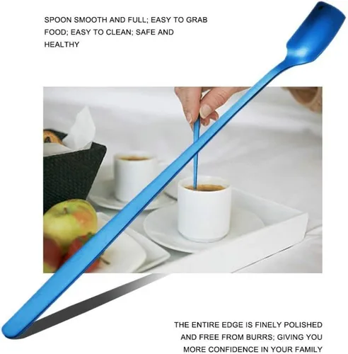 Vista 6 de COMIART - Cucharas de té helado de mango largo para mezclar, 6.7 pulgadas, cabeza cuadrada, cucharaditas de café, cucharas de cóctel, ideal para uso