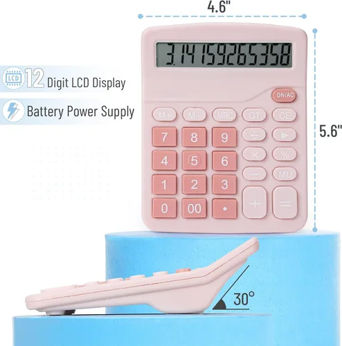 Vista 2 de Mr. Pen Calculadora de escritorio de pantalla grande rosa