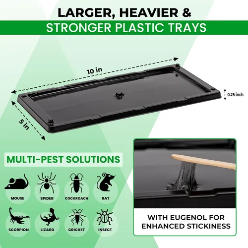 Vista 2 de T3-R Trampas adhesivas para insectos extra grandes (paquete de 12) - Tablas de pegamento para ratones e insectos - Trampas de pegamento desechables