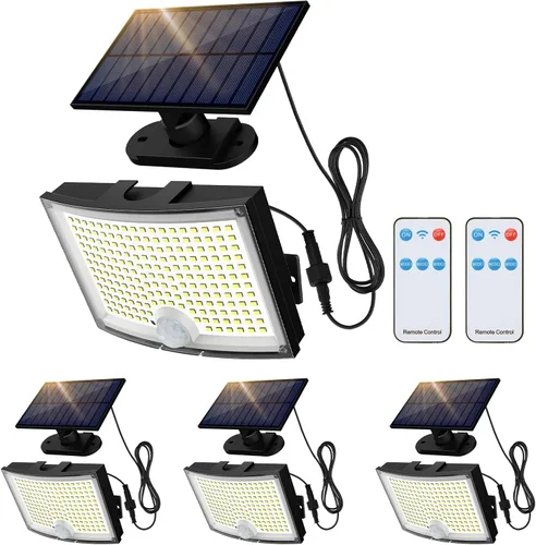 Vista 8 de Adiding Luces Solares para Exteriores, Luces de Inundación LED de 2800LM con Cable de 5 m, Luces Solares con Sensor de Movimiento y Control Remoto