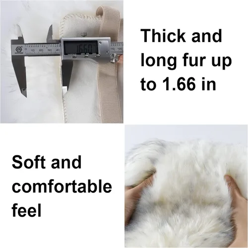 Vista 3 de Amiss Almohadilla de lana auténtica para consola central de automóvil, funda universal para caja de asiento de reposabrazos de automóvil, protector