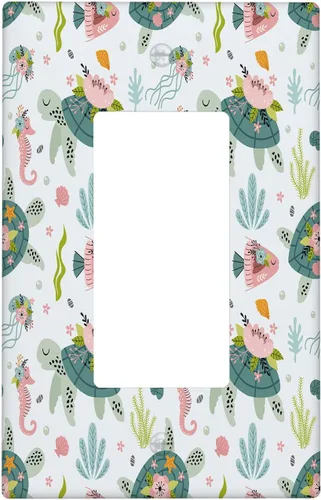 Vista 10 de Placa de interruptor de luz de tortuga marina de 1 banda, placa de pared basculante individual, placa decorativa eléctrica GFCI para decoración