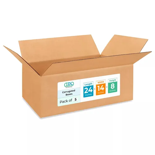 Vista 193 de IDL Packaging Paquete de 5 cajas de envío altas de 8 x 8 x 48 pulgadas, extra resistentes de 200 libras frente a caja regular, cajas de mudanza