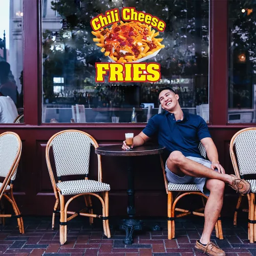 Vista 3 de Calcomanías personalizadas para camiones de comida y chile, patatas fritas, estilo B, comida y bebida, letrero de concesión de 10 pulgadas