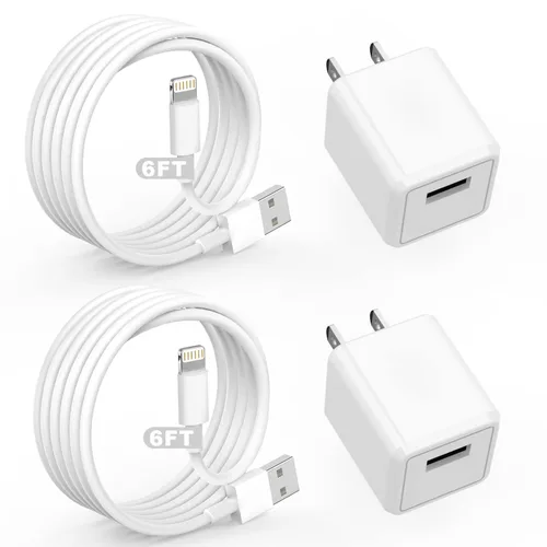 Vista 8 de Carga para cargador de iPhone [certificado MFi de Apple] Paquete de 2 cables Lightning para sincronización de datos con cable de carga USB A, bloque