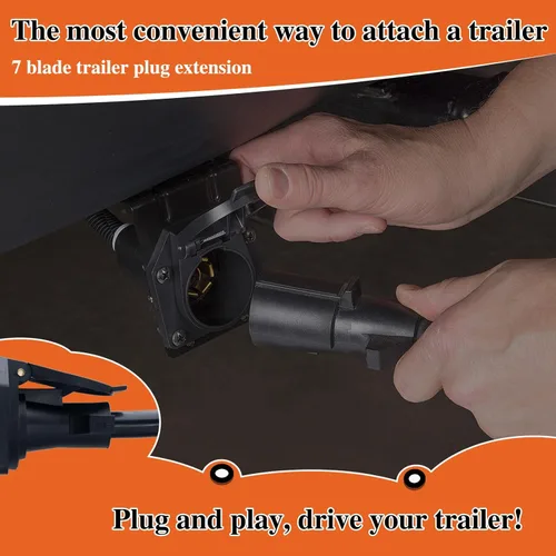 Vista 6 de Extensión de remolque de 7 pines (4 pies) - Extensión de enchufe de remolque de 7 vías - Extensión de enchufe de remolque de 7 cuchillas