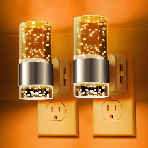 Vista 22 de L LOHAS LED Luz nocturna, paquete de 2 luces nocturnas de burbujas de 3000 K enchufables a la pared, luces nocturnas acrílicas con sensor de luz